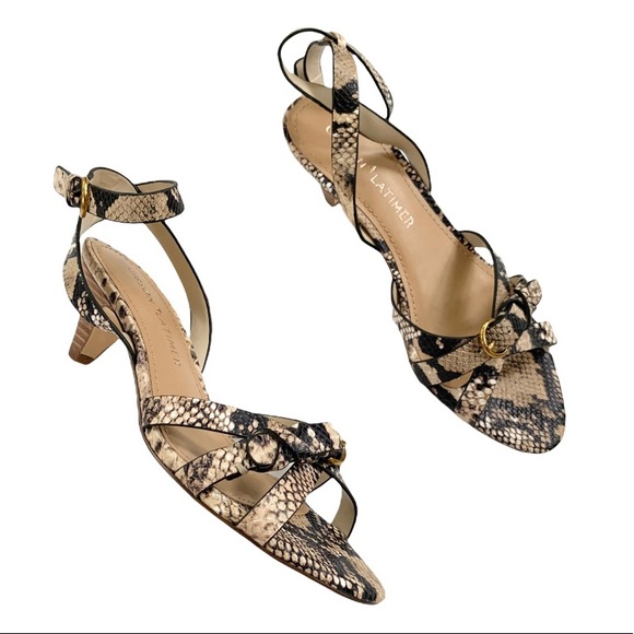 Gibson Latimer Sandal Leather Snakeskin Ankle Strap Low Heel 7.5 NWT - Picture 6 of 14